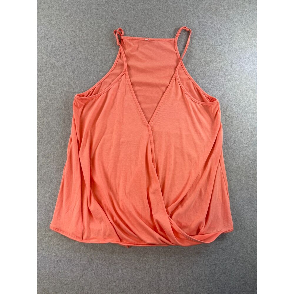 Women’s 2X Coral Pink Surplice Wrap Front Strappy Tank Top Plus Size 3090